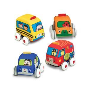 Melissa & Doug Pull Back Town Vehicle Set - Soft Play Toy Baby & Toddler Toy